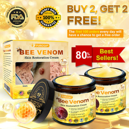 PUROSA® Bee Venom Skin Repair Cream(Visible results in 7 days✅Anti-Aging·Firming·Deep Hydration·Damage Repair·Even Tone·Acne&Dark Spot Care·Wart & Mole Reduction·Psoriasis Relief)