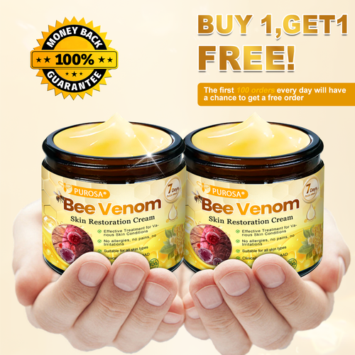 PUROSA® Bee Venom Skin Repair Cream(Visible results in 7 days✅Anti-Aging·Firming·Deep Hydration·Damage Repair·Even Tone·Acne&Dark Spot Care·Wart & Mole Reduction·Psoriasis Relief)
